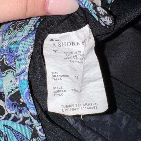 Blue Paisley Blouson Tankini Swimsuit Top with Adjustable Racerback Straps - Picture 8 of 8